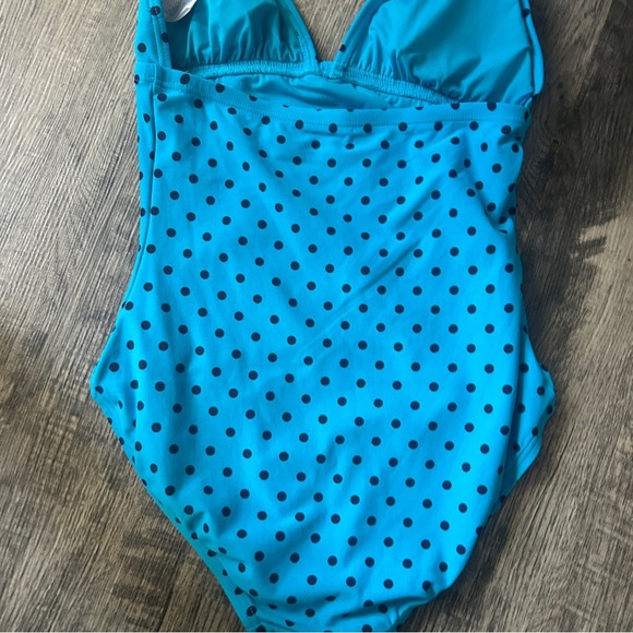 DKNYC Blue and Black One Piece Swimsuit with Halter Neck - Picture 5 of 6